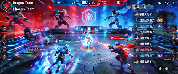 电竞赛事官方直播流画面，显示实时比赛与弹幕互动